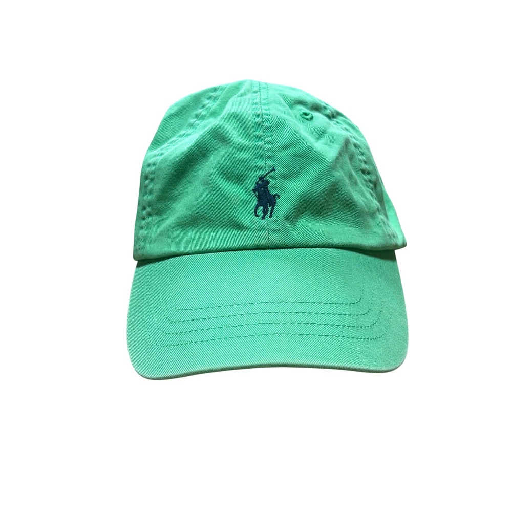 Polo Ralph Lauren Mens Green Cotton Chino Baseball Cap Leather Strapback Hat
